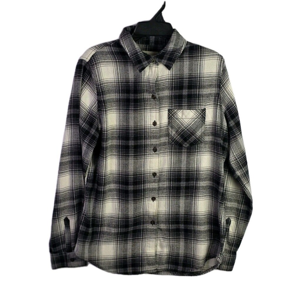 Northeast Outfitters Women's Small Gray & Black Flannel Long Sleeve Button Down‎